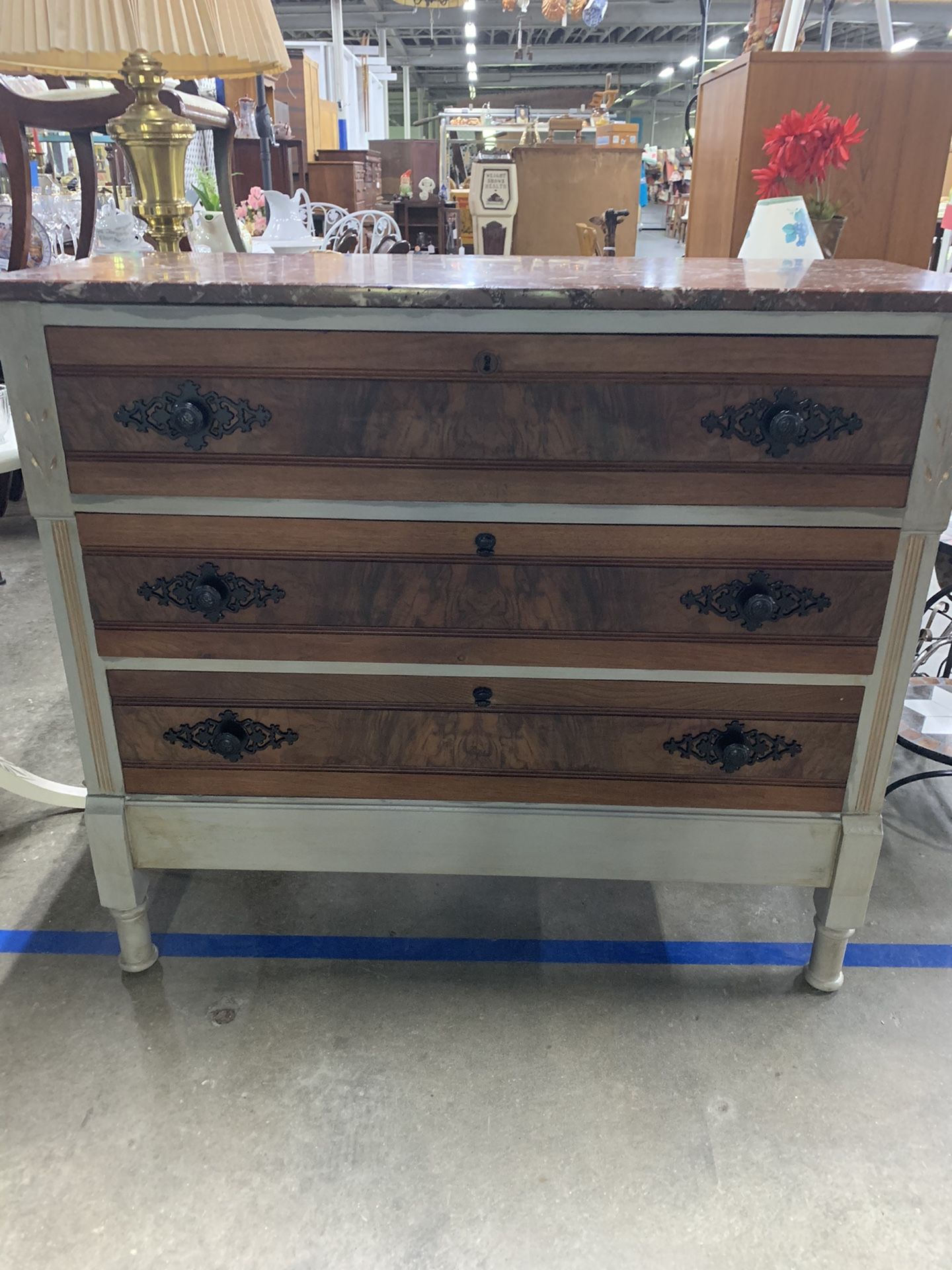 Antique Chest of Drawers with Marble Top