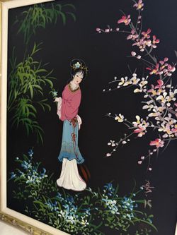 Antique Signed Japanese Geisha Painting. 