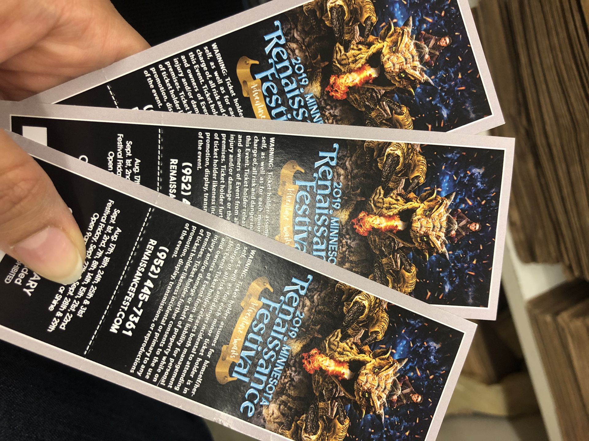 Renaissance tickets. Two for $30