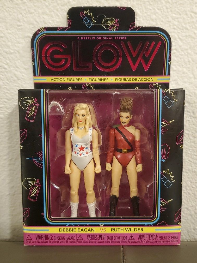 Funko Glow Netflix Original action figures 2pack Debbie Eagan vs Ruth Wilder
CONDITION; (NIB)
NEW IN THE BOX NEVER OPENED.
BOX CONDITION; (VG)
VE