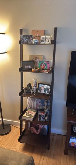 Dark Brown Leaning Ladder Shelf