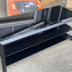 Black glass metal Tv Stand