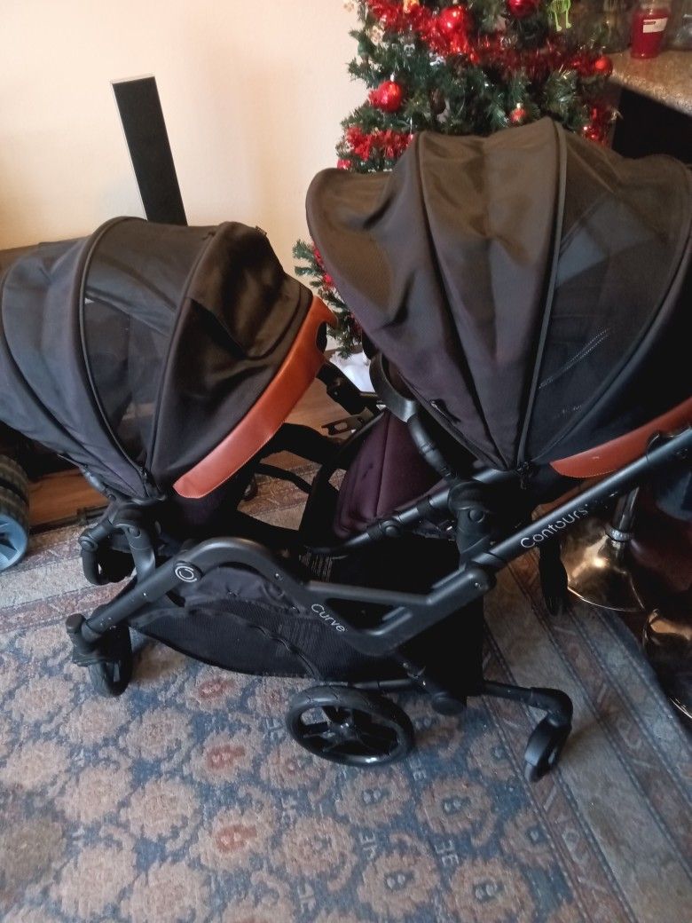Contours Curve Convertible Tantem Double Stroller Black