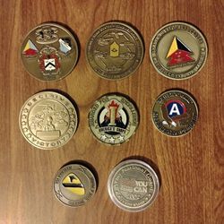 USA America Lot Of 8 Large Military Challenge Coins Medallions Medals 
