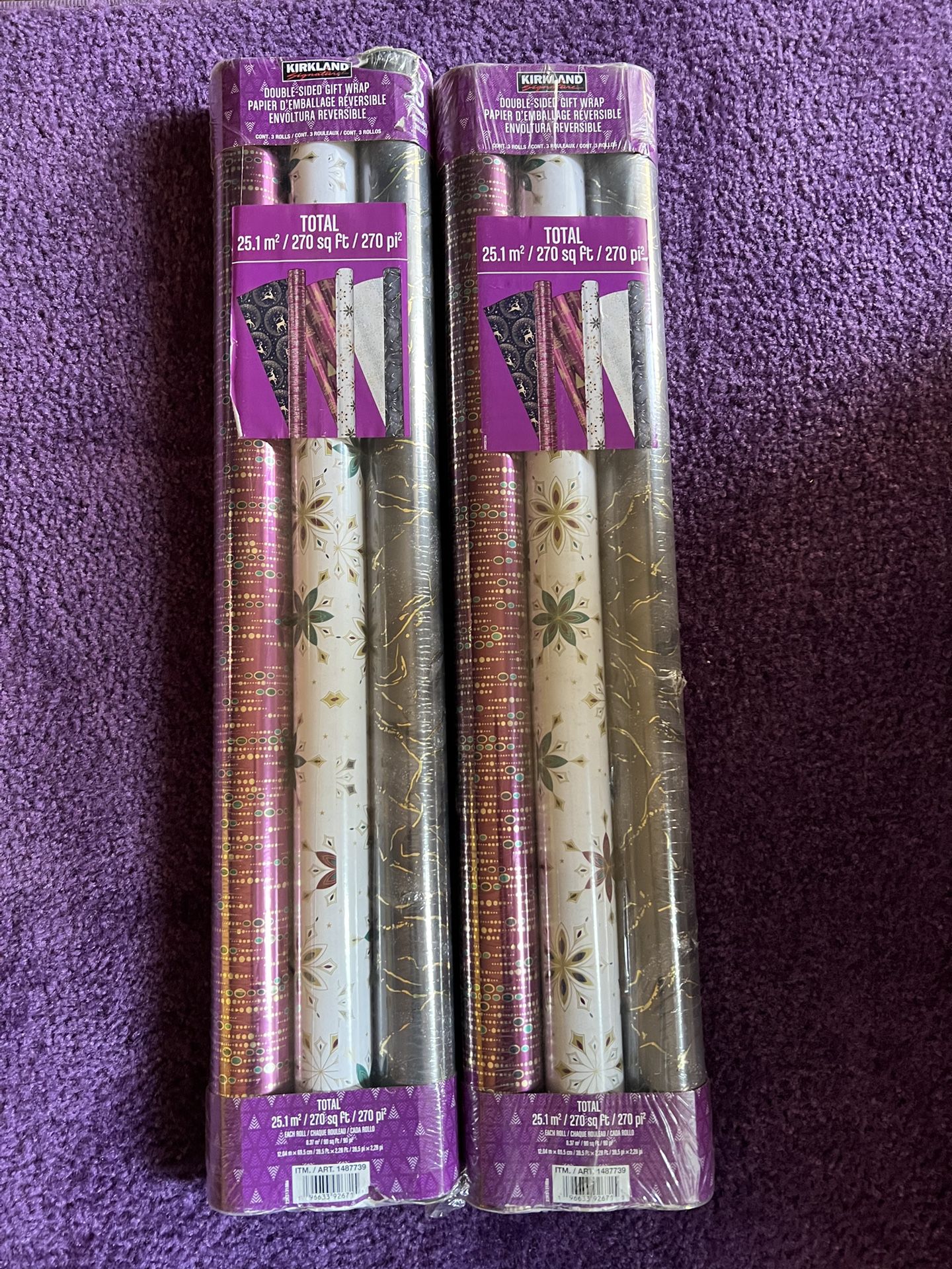 Kirkland Double-Sided Gift Wrap 3 Rolls 270 Sq Ft 