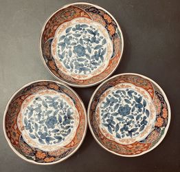 Vintage Japanese Imari Porcelain Bowls (3)