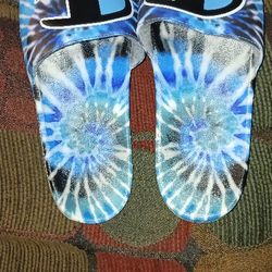 Champion Sandals Men Size 14M Blue Black Tie Dye, $20