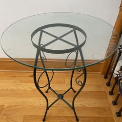 Beautiful 24 Inch Wide Glass Top And Metal Stand
