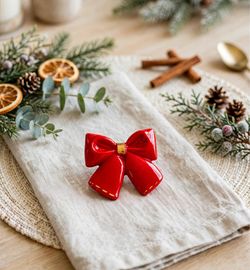 Nora Fleming Mini Wrap It Up Pretty Red Bow Platter Charm — Retired
