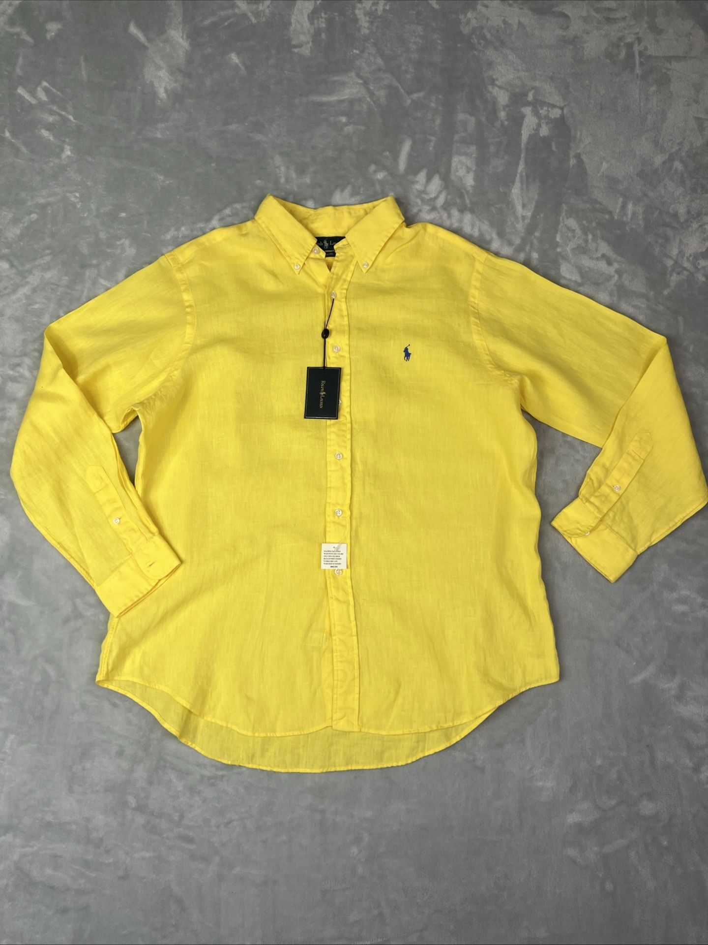 Polo Ralph Lauren Shirt Mens Sz XL Yellow Long Sleeve Button Feather Weight NWT