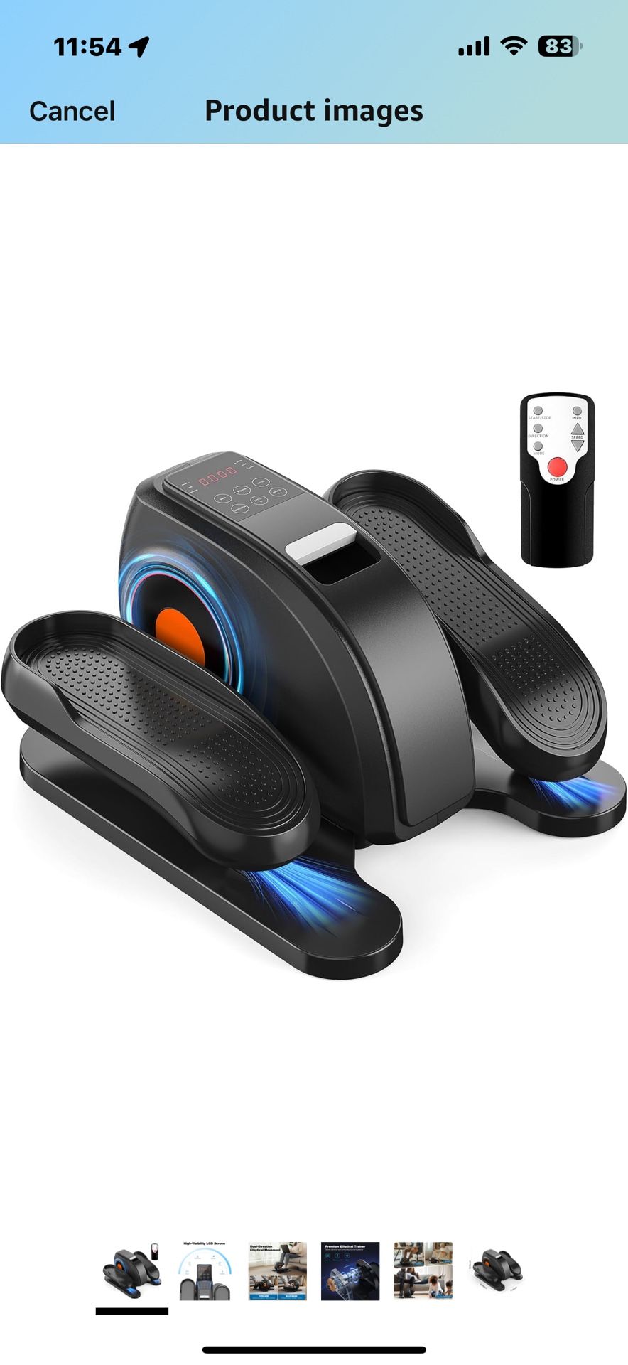 Sweetcrispy Mini Under-Desk Elliptical Machine – Silent, Space-Saving Pedal Exerciser with Adjustable Speed and LED Display, Ideal for Home and Office