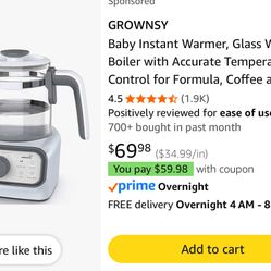 GROWNSY Baby Instant Warmer, Glass Water Boiler