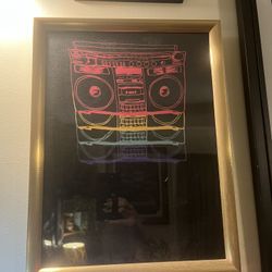 Gold Framed 80s Retro Boom Box print