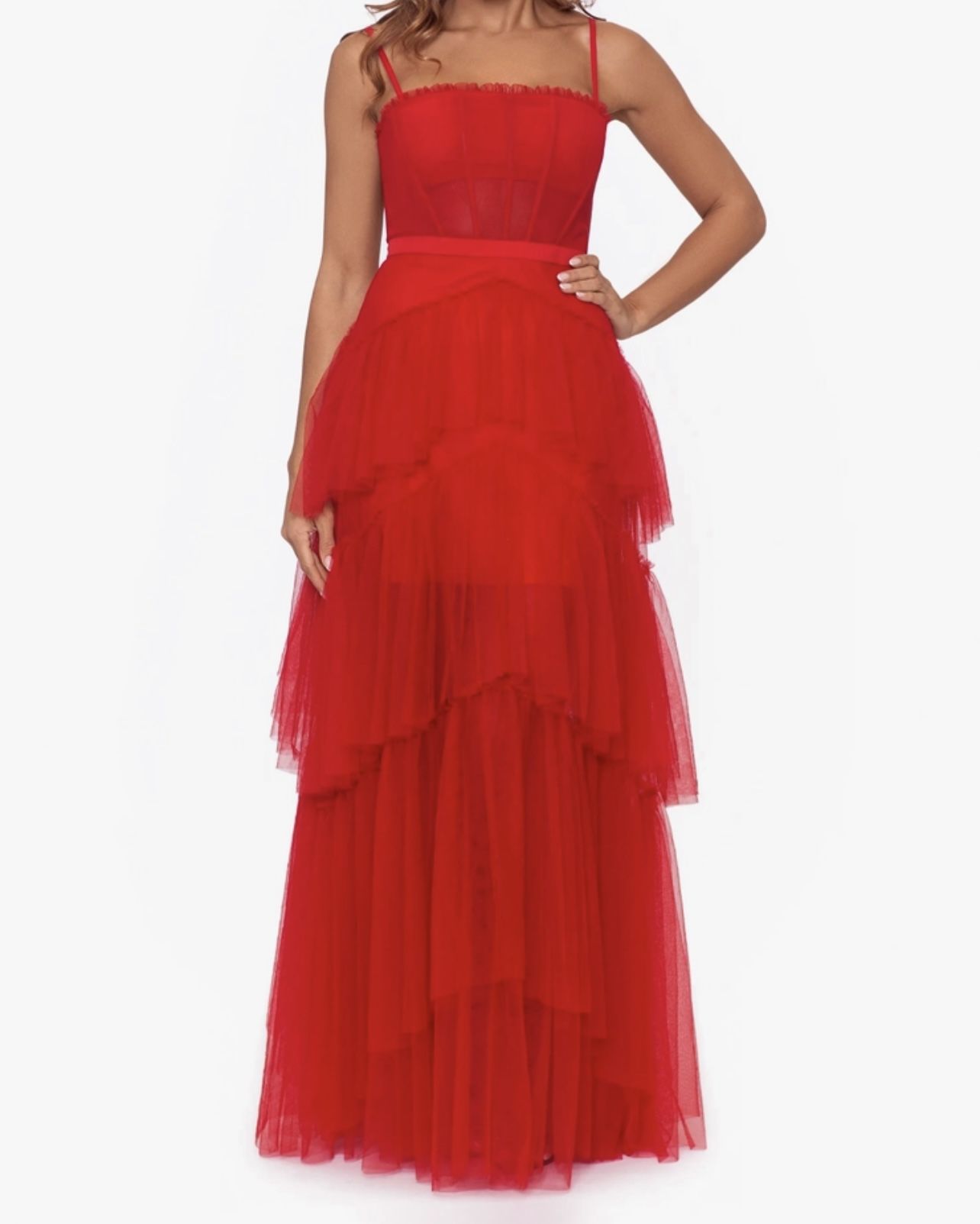 Betsy Adam Red Maxi Prom Dress , Size 10 , ,