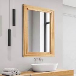 YOSHOOT Wood Bathroom Mirror Vanity