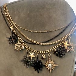 Gold and Black Multi Chain Necklace