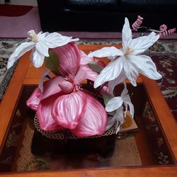 Artificial Silk Flower Arrangements With Ceramic Pot