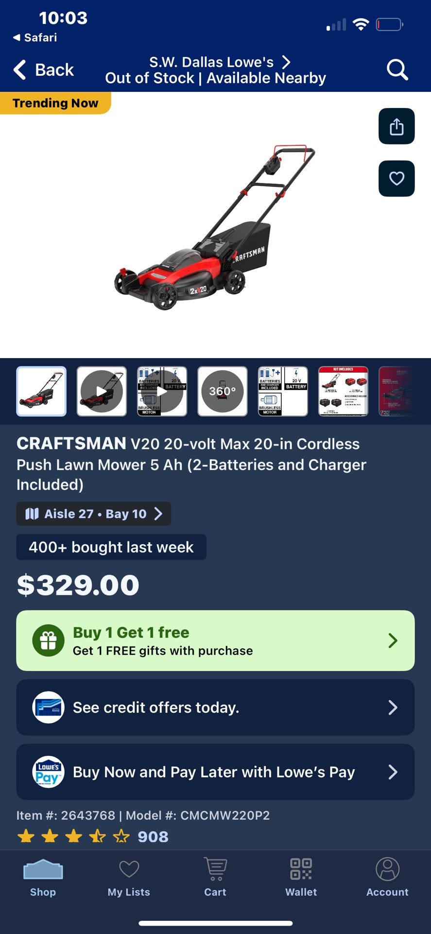 Craftsman Lawnmower With Bag