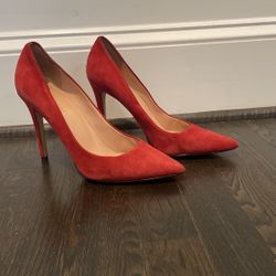 Red suede Heels