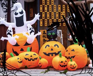 Halloween Inflatables Bundle – 7 Pumpkins + Ghost