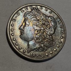 1889 Morgan, Silver Dollar Rainbow, Toned, Monster, Gold, Blue, Purple.