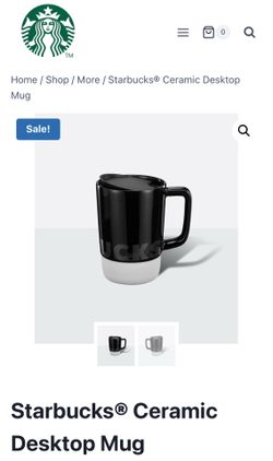 Starbucks Black Ceramic Mug with White Silicone Base 14 oz/414 ml