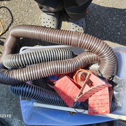 RV Sewer Pipes With Stand Tank Wand, Tire Chocks. 
