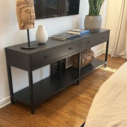 “Berkeley” Console Table with Smooth Glide Drawers and Shelf by Room&Board