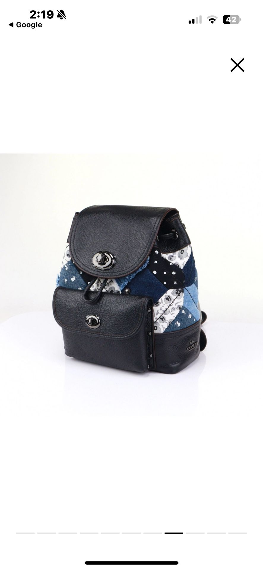 Coach New 2016 Leather Denim Patchwork Skull Backpack