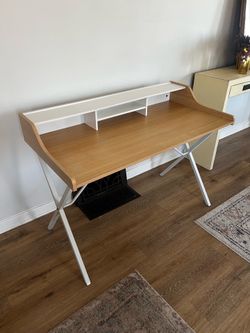 Modern Mid-Century Writing Desk with Storage Shelf