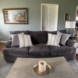 Dark Gray Microfiber 3-Seater Sofa