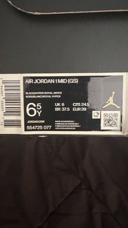 Jordan 1 mid gs sz 6.5y