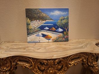 Mediterranean Coastal Oil Painting on Canvas