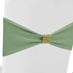 Spandex Chair Sashes Bows with Rhinestone Ring Buckle Slider Elastic Universal Bowknot Chair Cover Bands