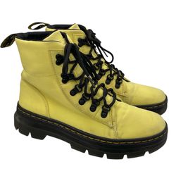 Dr. Martens Combs nylon leather casual yellow combat boots women’s Size 8