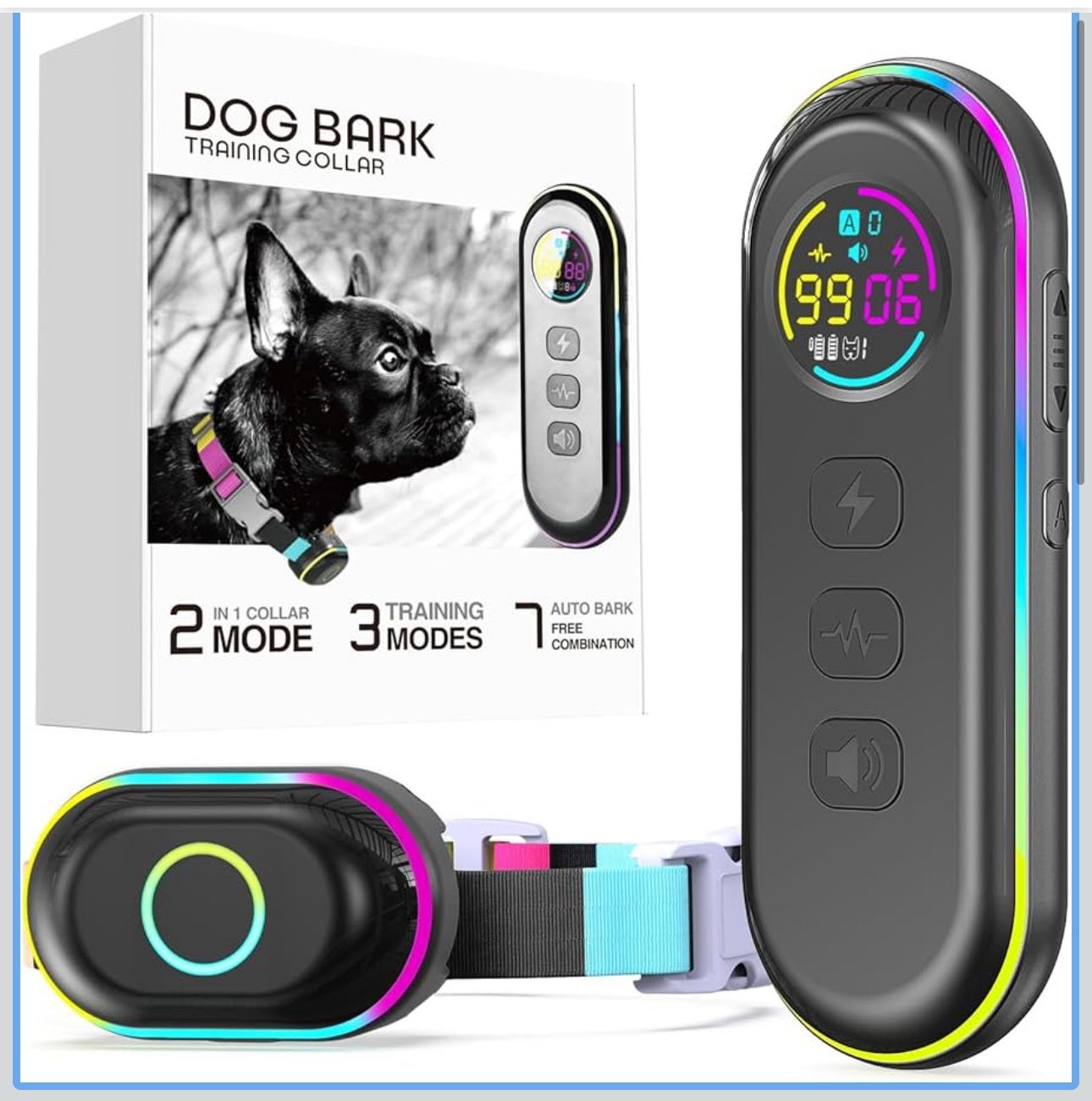 2-in-1 Dog Shock Collar & Bark Collar - Anti-Bark Collar with 2000FT Remote