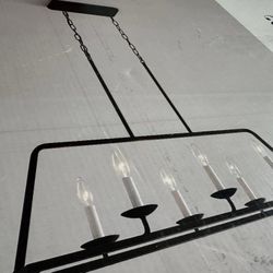 allen + roth Ullie 6 Light Chandelier Matte Black Finish New, Open Box 34" x 14" x 11.5"