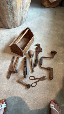 Tool chest & tools , rustic , vintage