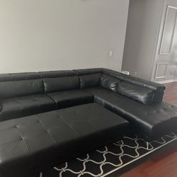 Black Sectional & Ottoman