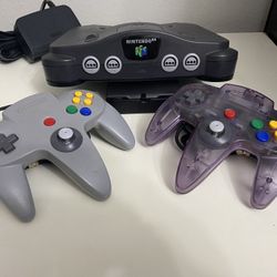 Nintendo 64 with all connections and 2 controllers $100 Games And Accessories sold separate, message for prices