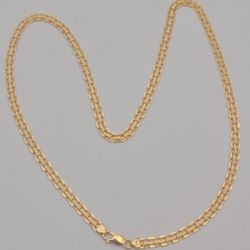 18K Yellow Gold 20” Bismark Link Chain Necklace Solid Lobster Clasp