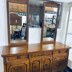 Solid Wood Dresser With Double Mirror 