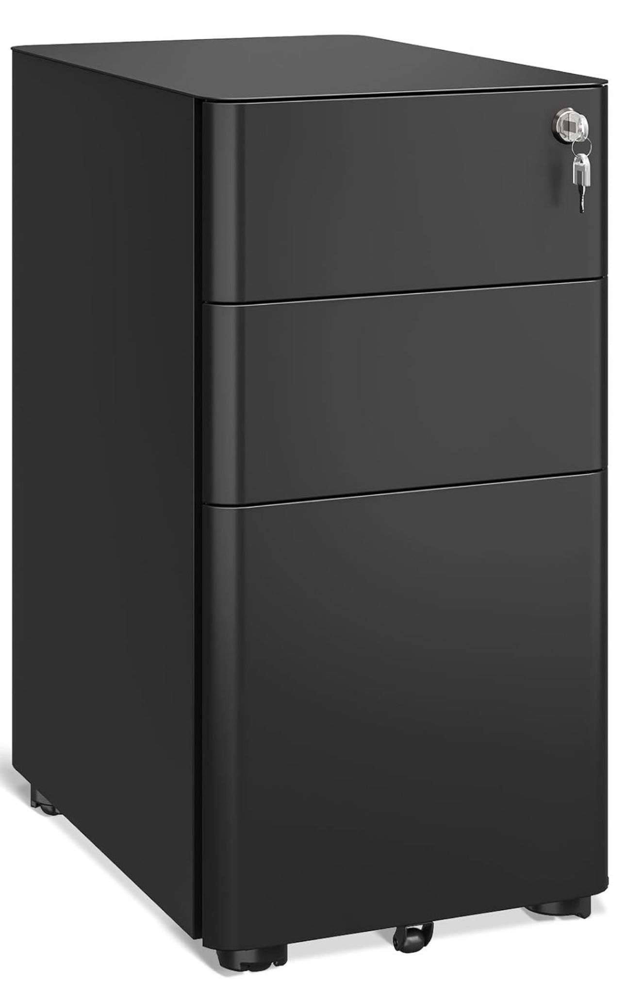 AODK Small Black 3 Drawer File Cabinet for Home Office