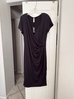 Women's/Junior's Size XL Black Faux Wrap Midi Dress | NEW, TAG STILL ATTACHED