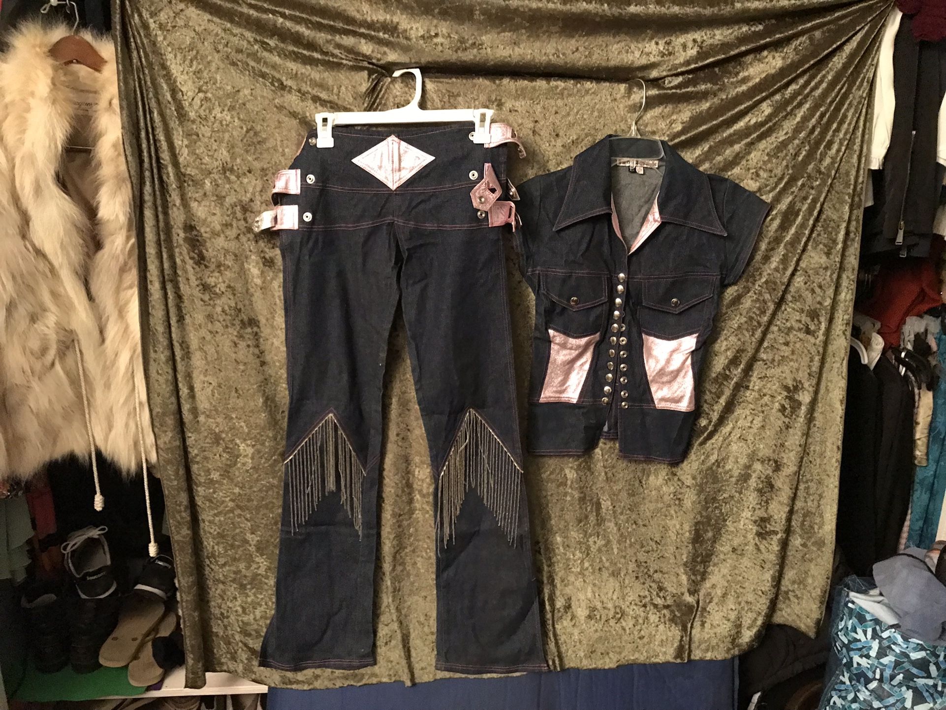 Western Outfit With Beaded Tassels Size 2 XS