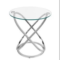Danya B. Galaxy and Tempered Glass Round End Table - Chrome

