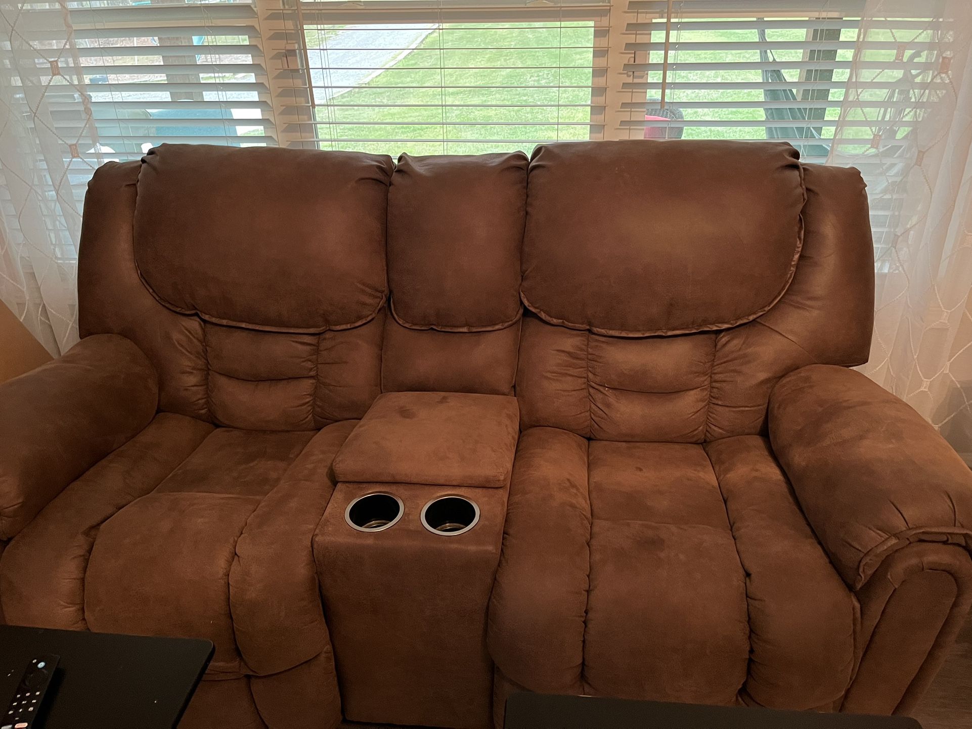 Loveseat-Electric Recliner and Console.