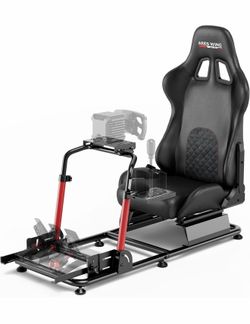Open box-ARES WING Sim Racing Cockpit with Seat - Universal Cockpit Stand Compatible with Fanatec, Thrustmaster, Logitech & Moza, for PS5, PS4, Xbox a