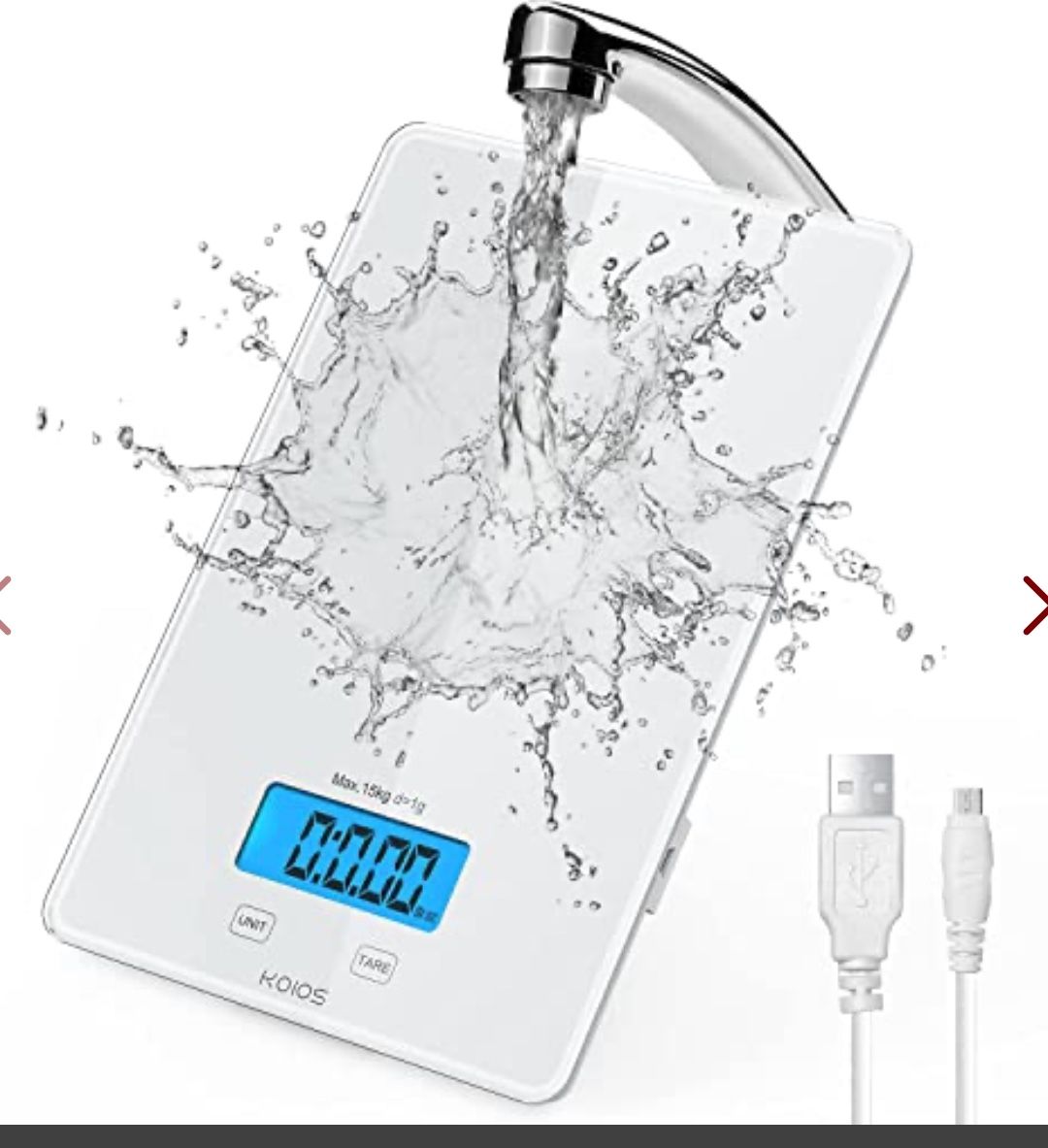 USB Rechargeable Food Scale, 33lb/15Kg Kitchen Scale Digital Weight Grams And Oz For Cooking Baking, 1g/0.1oz Precise Graduation, Waterproof Tempered