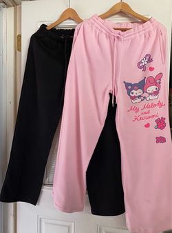 Bundle (2) My Melody Kuromi Pink & Black Wide Leg Pants (M)